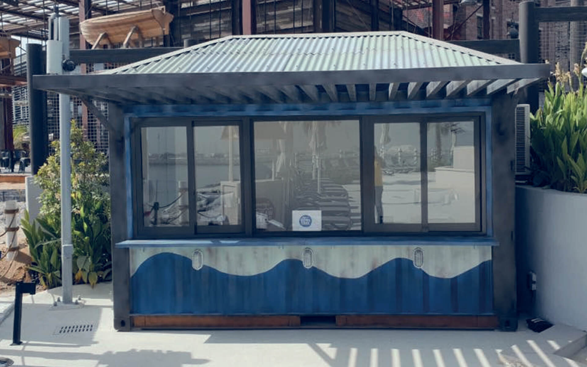 F&B and Towel Kiosk units with containers by qubes